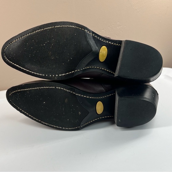 Long Haul Brown Inside Zip Western Leather Embroidered Short Boots Men's 8.5 - Picture 12 of 15